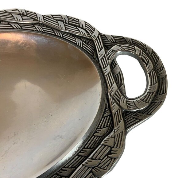 Wilton Armetale Sweetgrass Small Oval Serving Tray Pewter 14x7.5 Discontinued - Picture 5 of 7